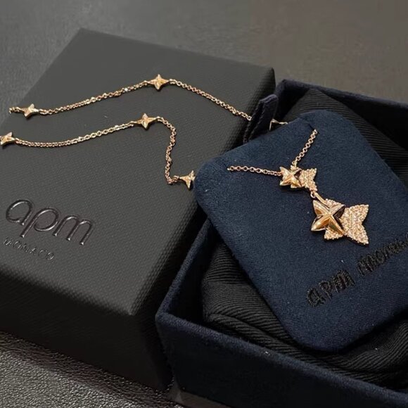 APM Monaco Double Météorites Rose Gold Adjustable Necklace - Picture 1 of 5